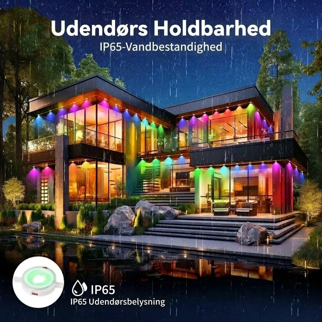 Smart RGB-lyskæde til udendørs brug med appstyring