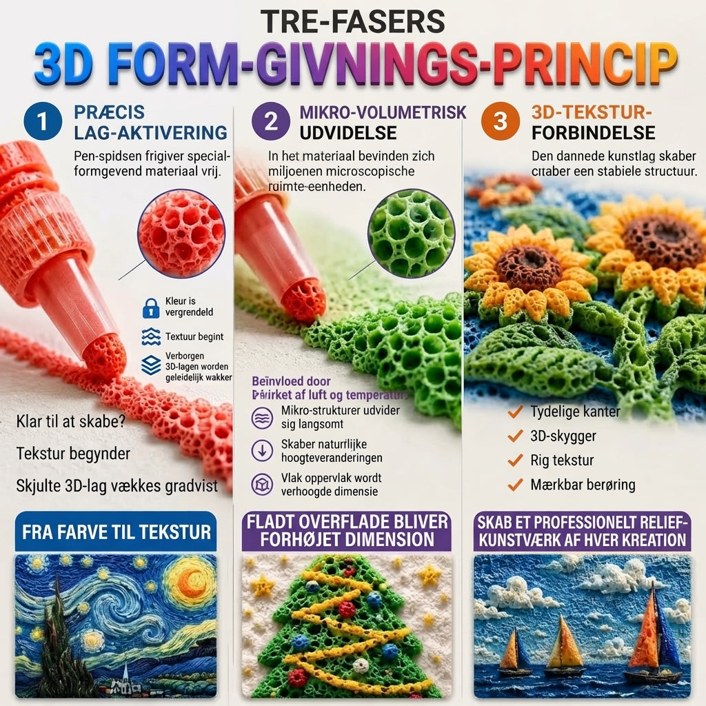 3D relief kunstpennesæt med mikroskumstruktur