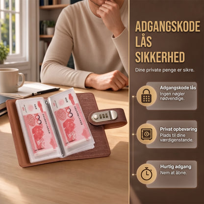 Opsparingsmappe med kodelås til kontanter