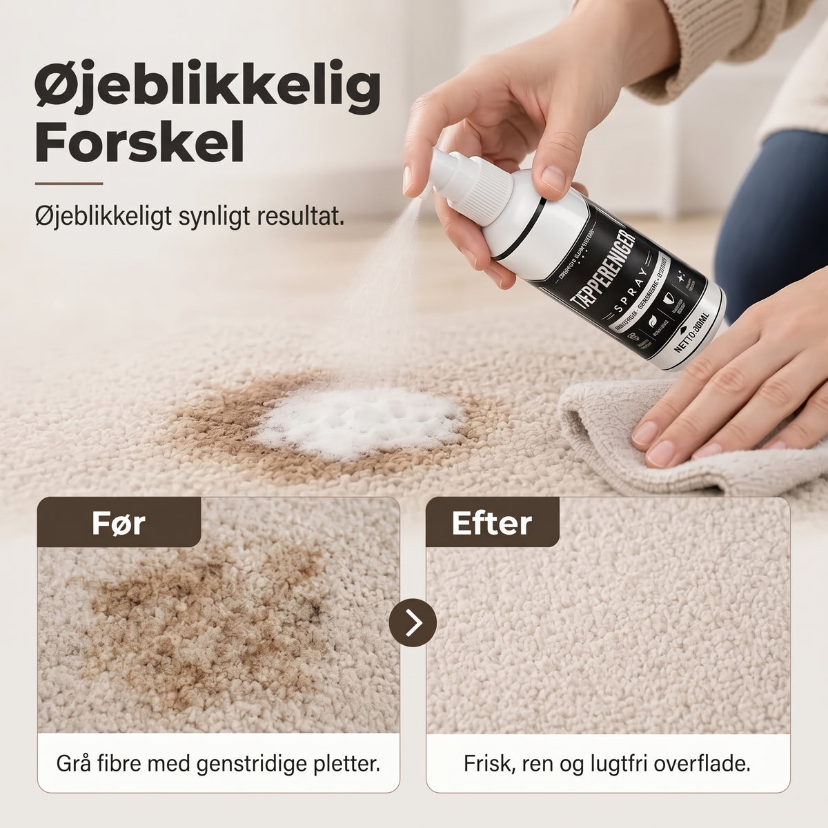 Pletfjerner til tæpper og polstring uden skrubning