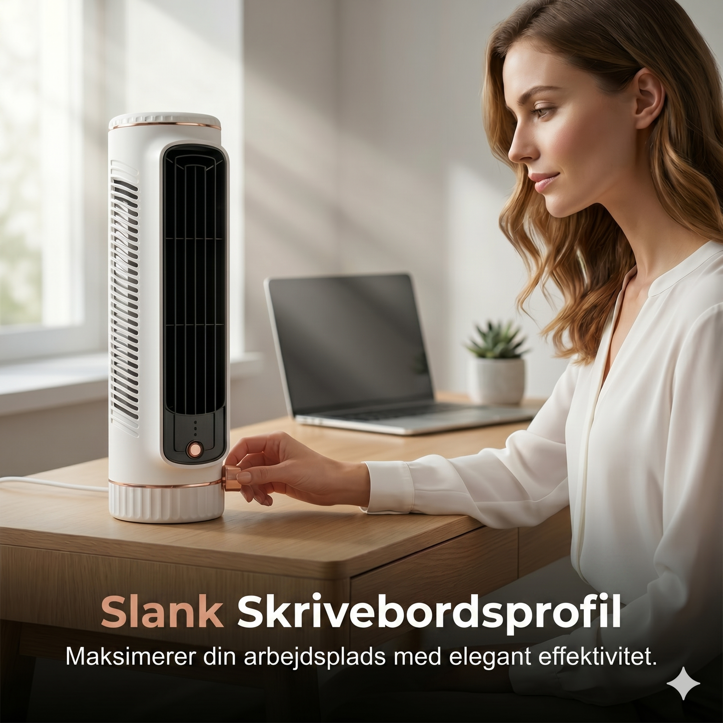 Bærbar USB-tårnventilator med 3 hastigheder