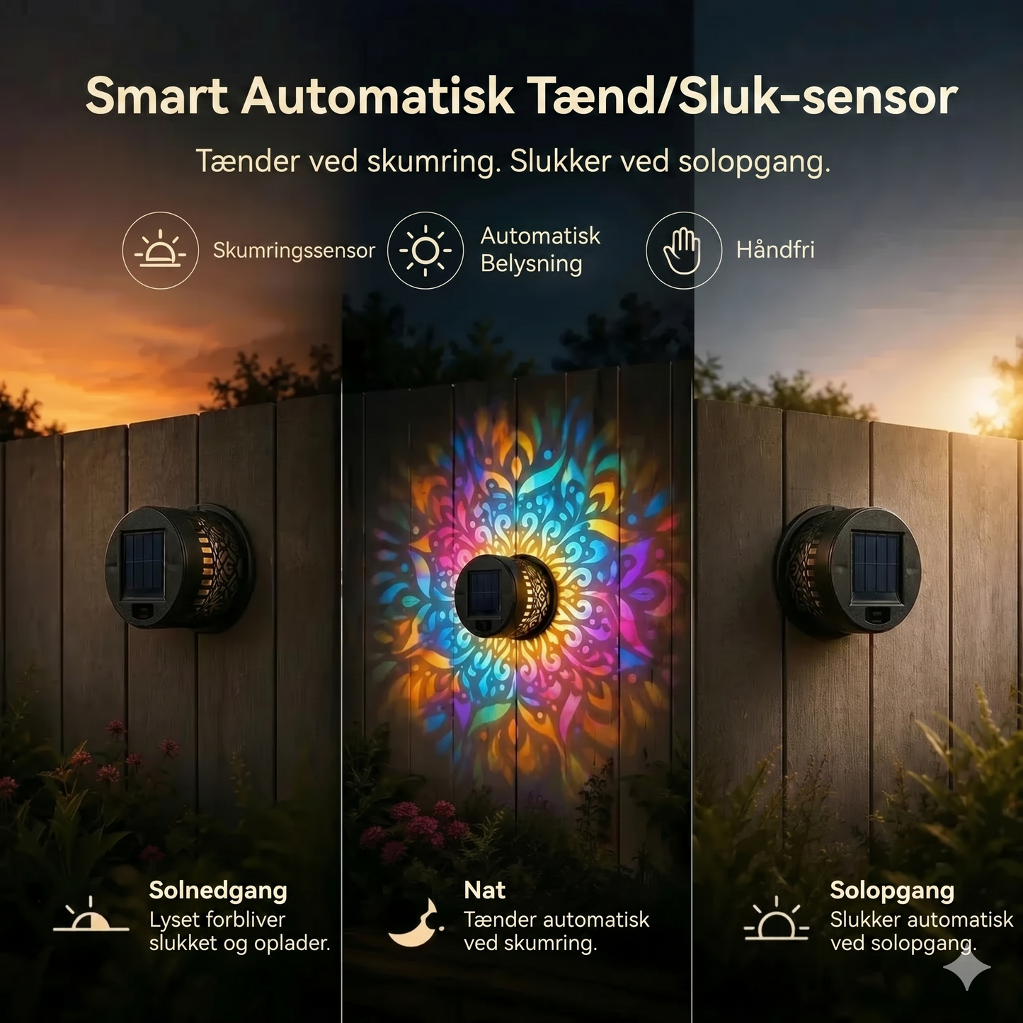 Mandala solcellelampe - Smuk projektion & IP65 vandtæt