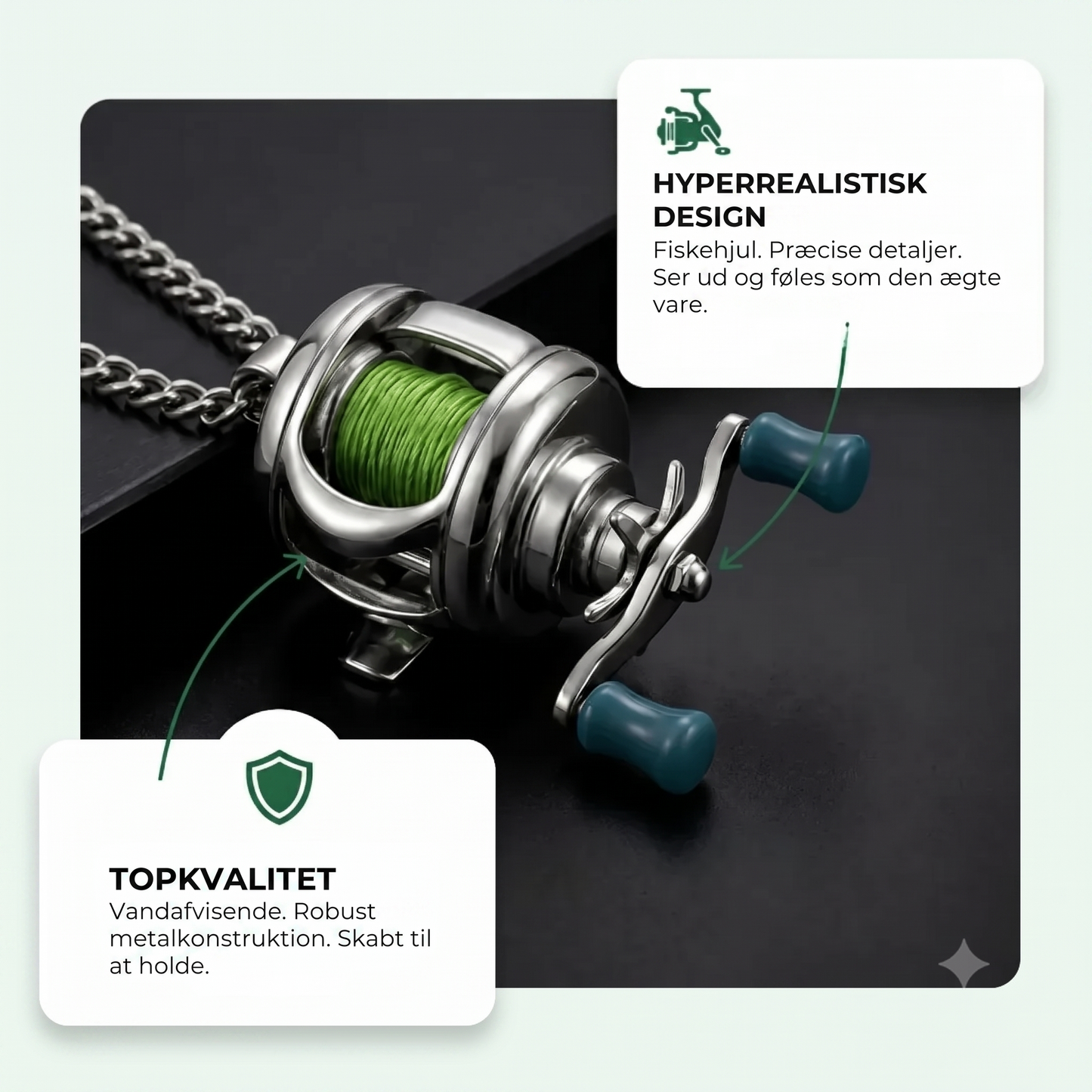 Halskæde med miniature fiskestang