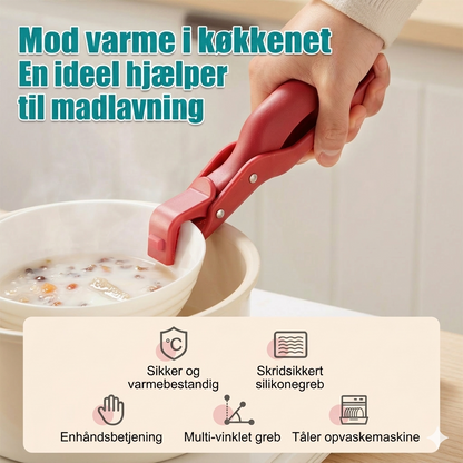 Multifunktionel skålholder-clip mod forbrænding