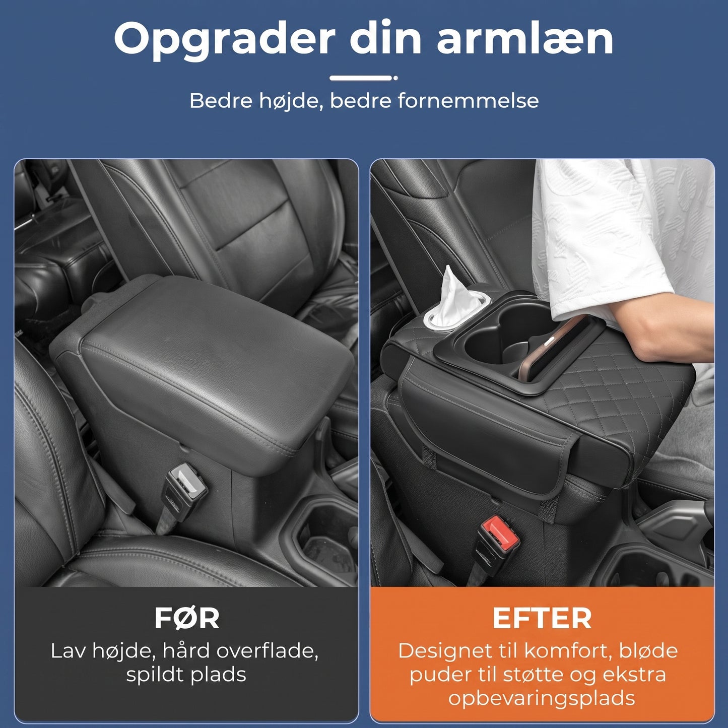5-i-1 organizer til bilens midterkonsol