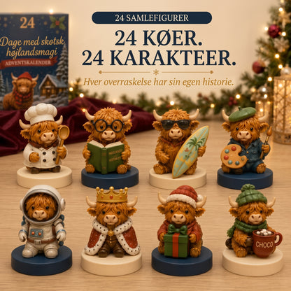 Firedages skotsk højlandskvæg-adventskalender