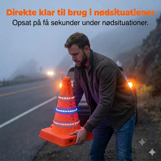 Sammenklappelig reflekterende trafikkegle lavet af højkvalitets og vandafvisende Oxford-stof