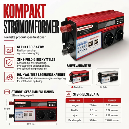 Bilinverter 12 V til 230 V