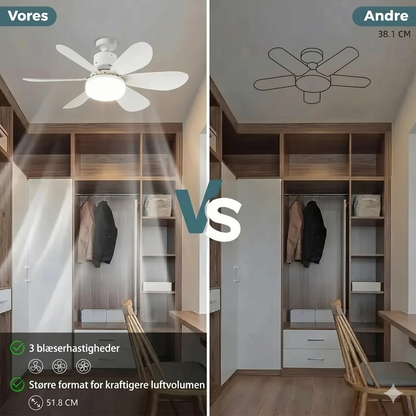 2-i-1 bærbar loftsvifte og lampe med fjernbetjening
