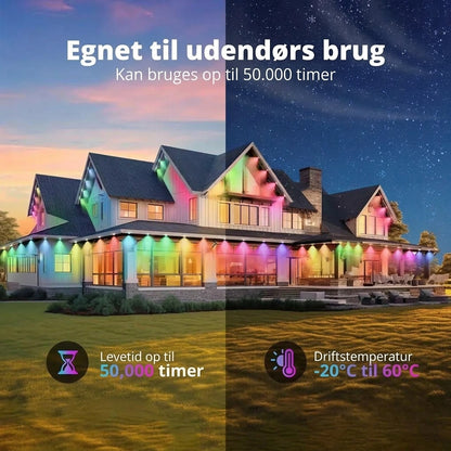 Smart RGB-lyskæde til udendørs brug med appstyring