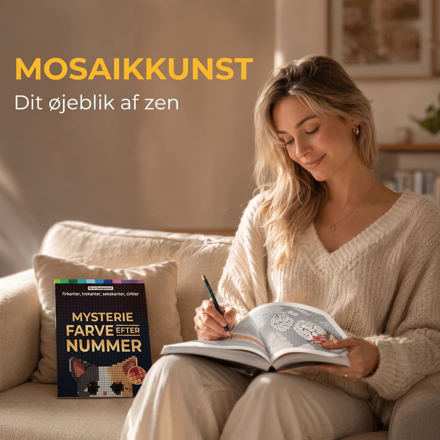 Mystery Mosaics malebog med farver efter nummer