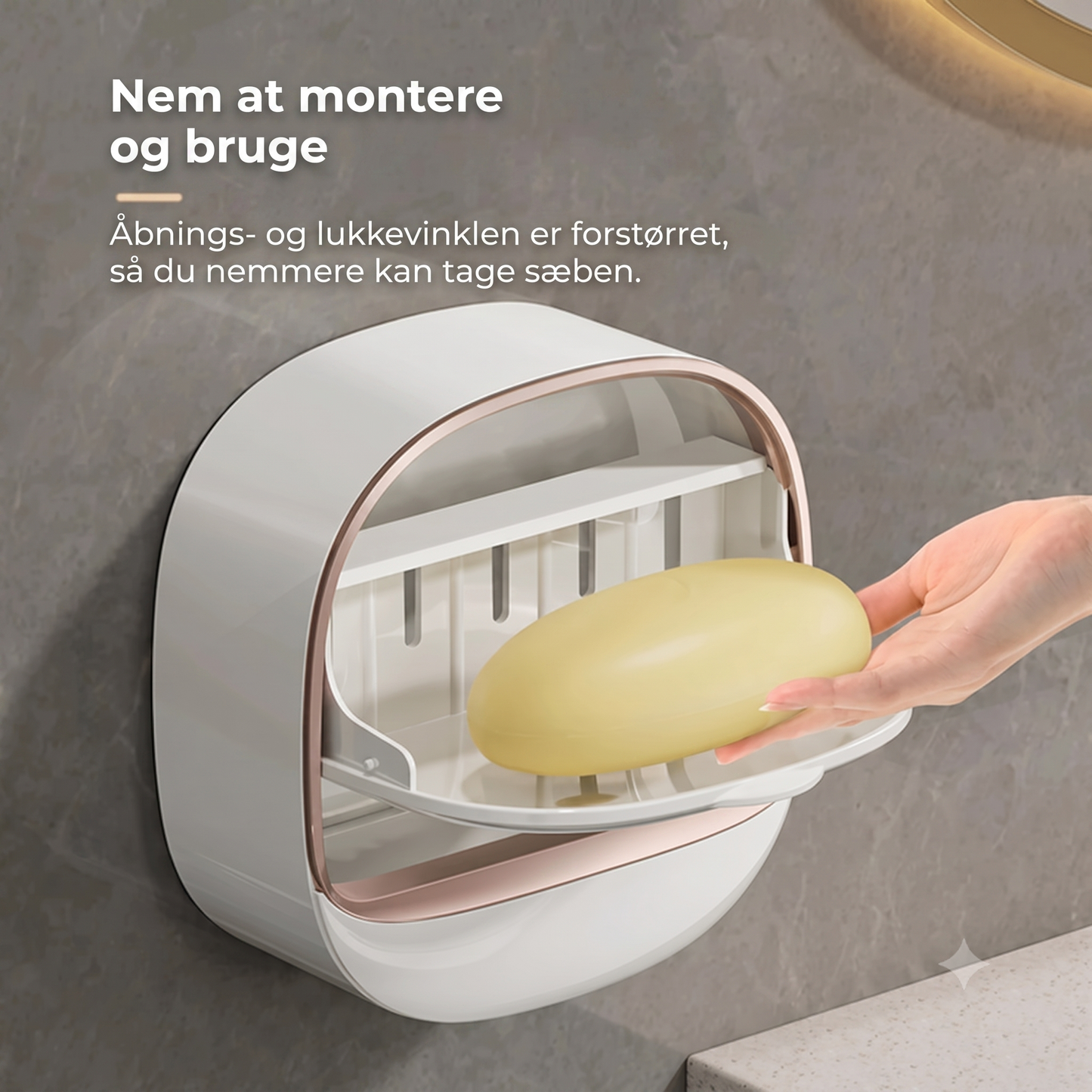 Vandtæt vægmonteret sæbeholder