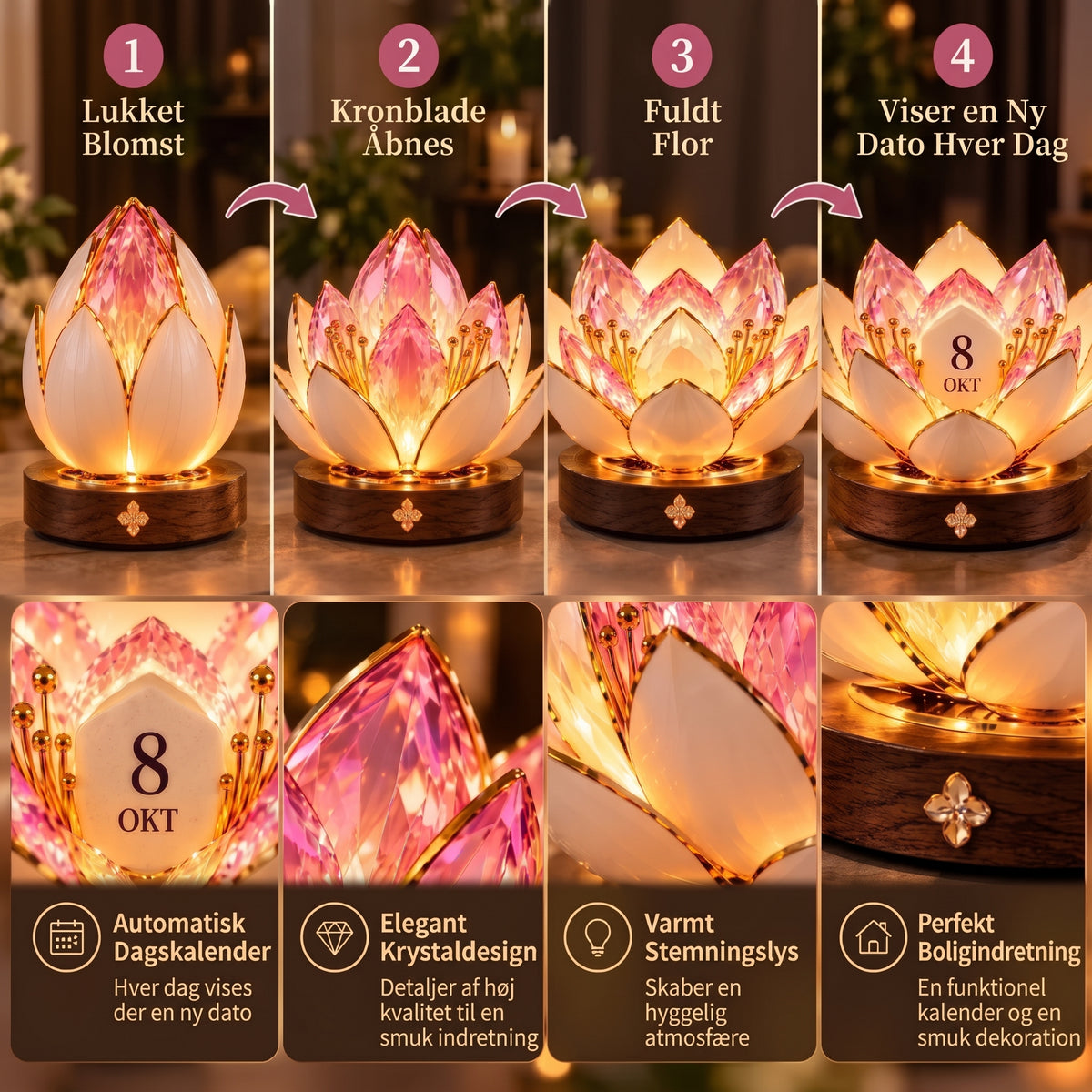 Evighedsblomsterkalender med automatisk blomstring