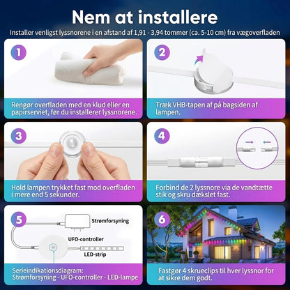 Smart RGB-lyskæde til udendørs brug med appstyring