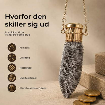 Vintage møntpung i metalnet til småting