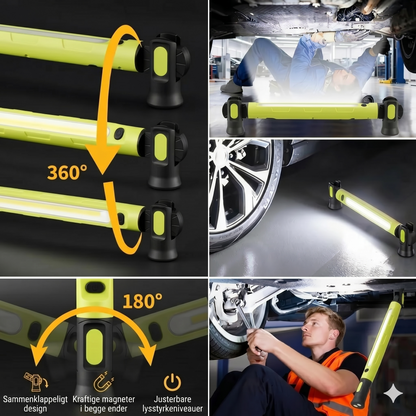 Genopladelig arbejdslysstang – 3000LM, IPX4 vandtæt & 360° krog!