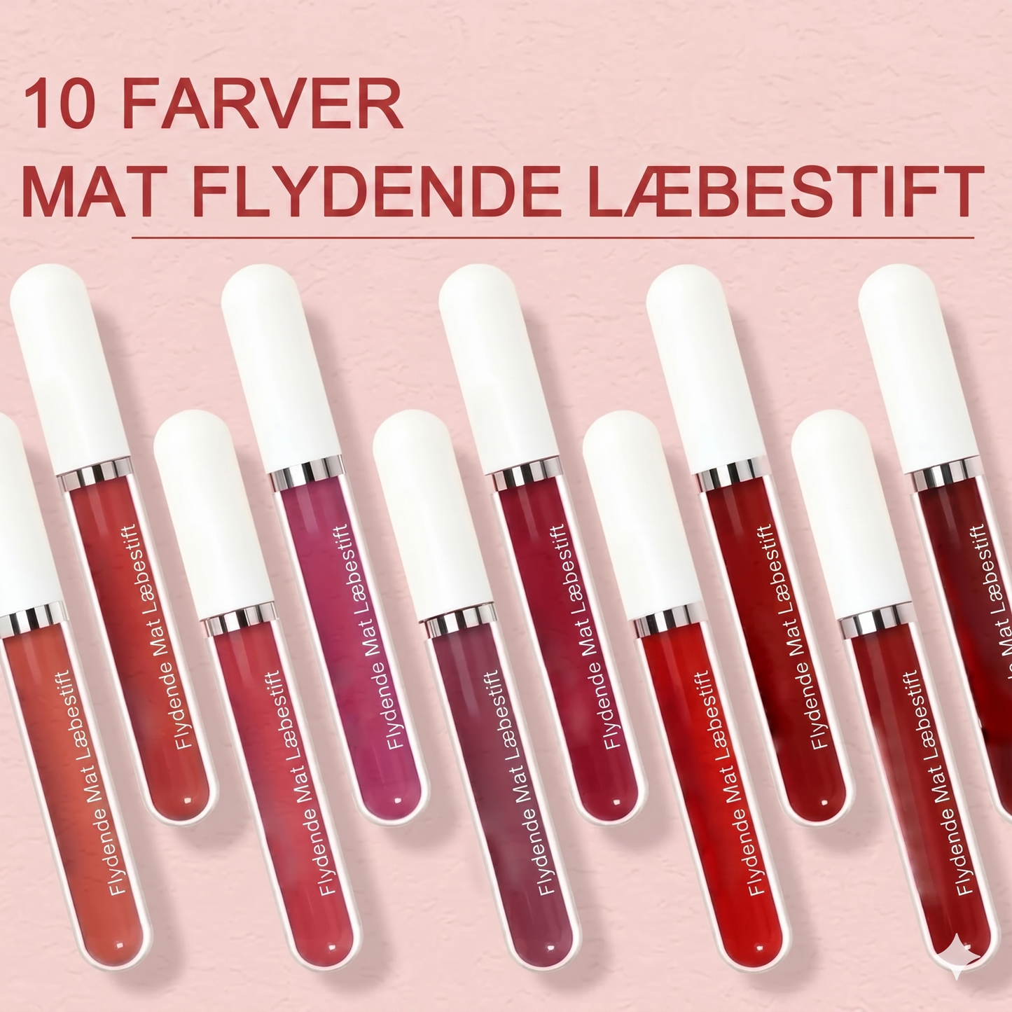 10 stk. mat, vandtæt og langtidsholdbar lipgloss