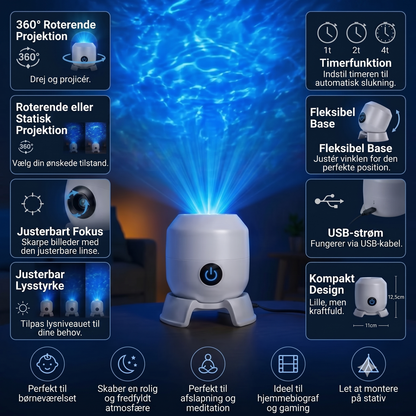 OceanWave oceanprojektor med roterende LED-belysning
