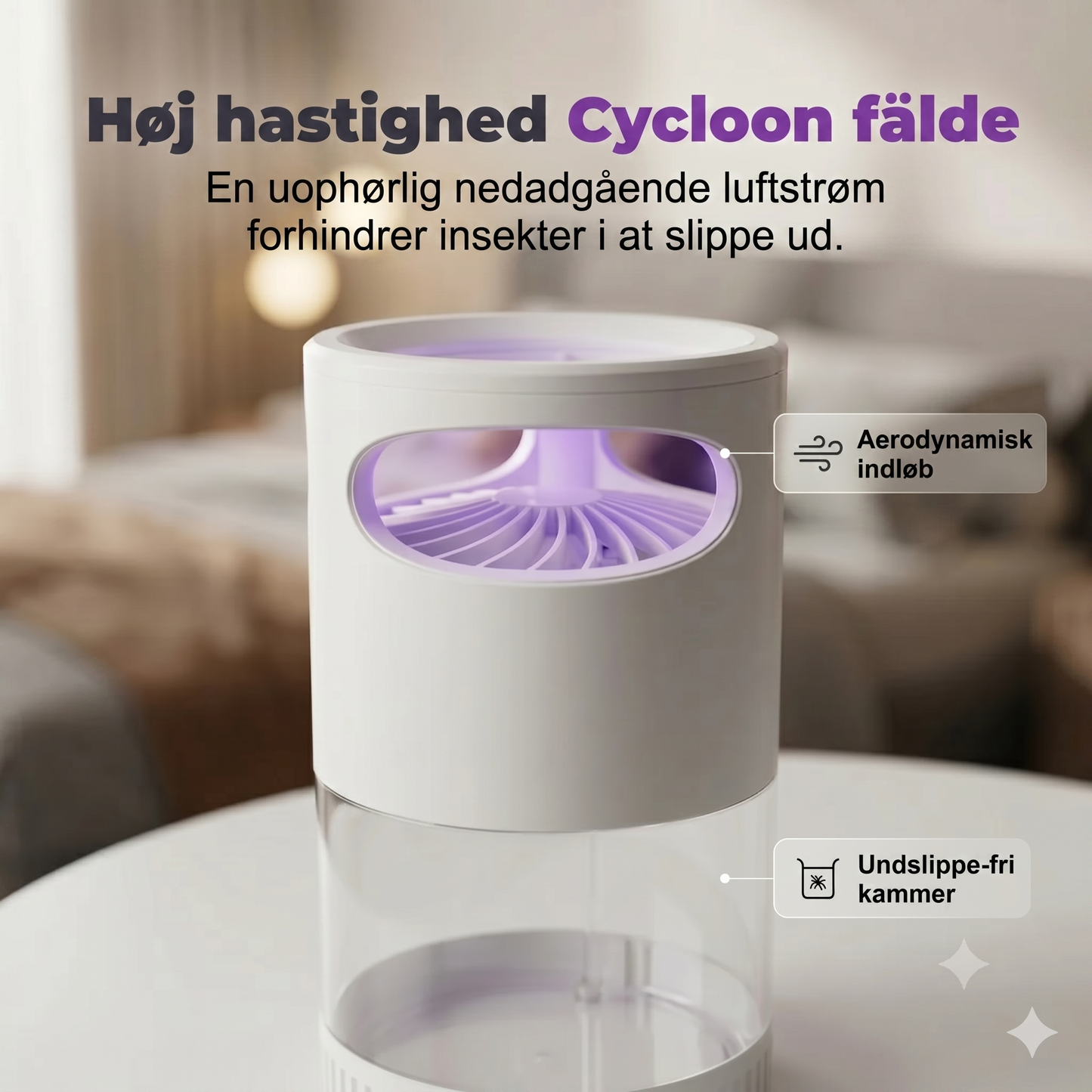 UV-myggelampe – med USB, kemikaliefri, ultrastille