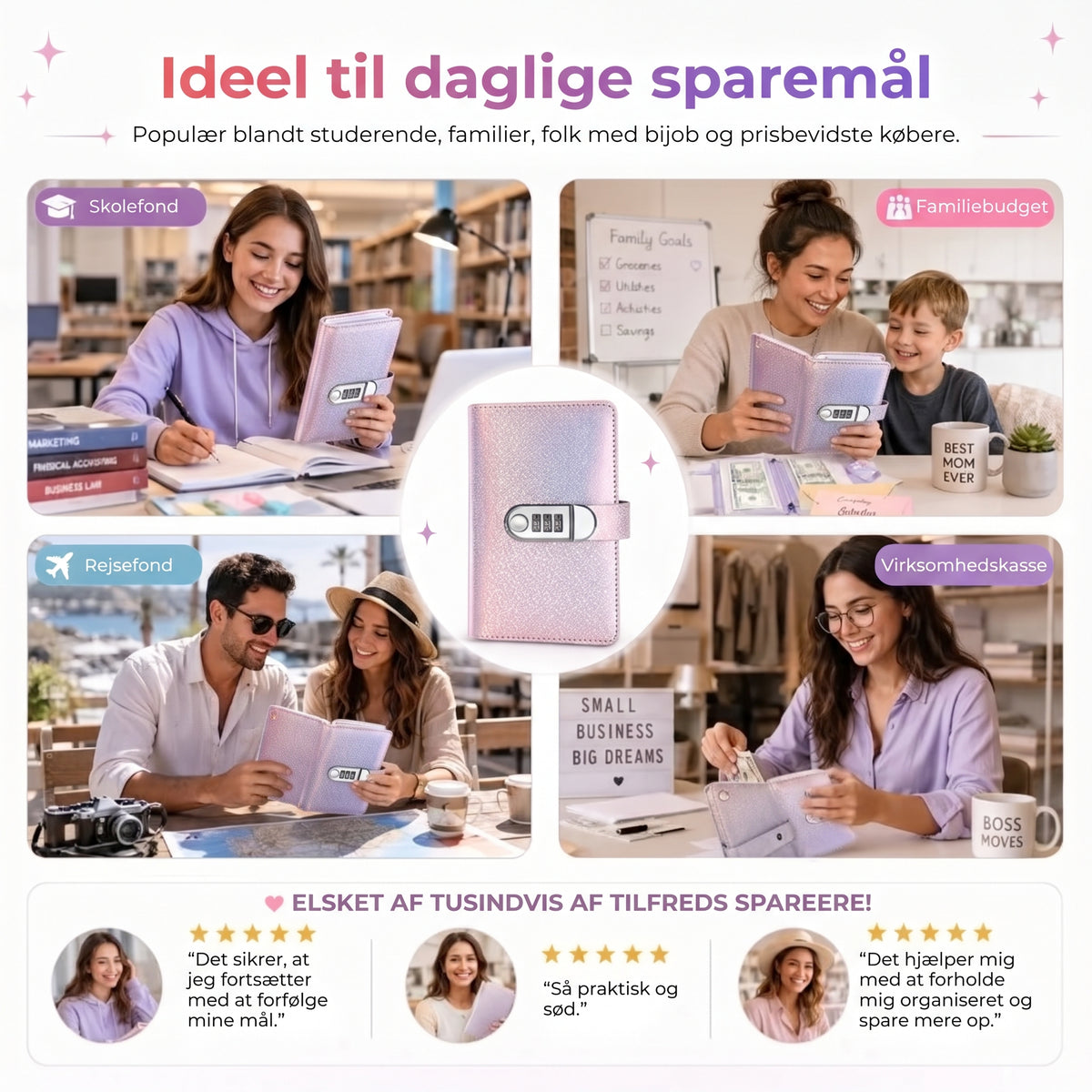 Opsparingsmappe med kodelås