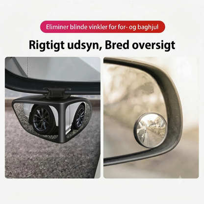 Spejl med dobbeltlinse og 360° justerbart blindvinkelsyn
