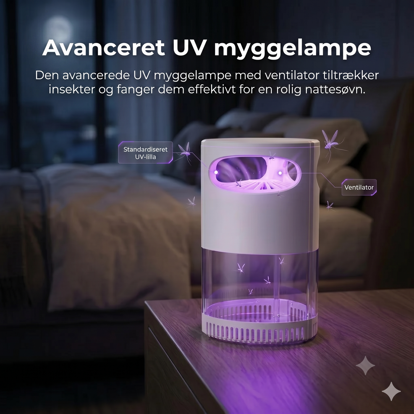 UV-myggelampe – med USB, kemikaliefri, ultrastille