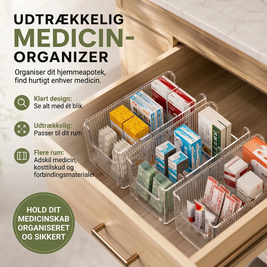 Udtrækkelig gennemsigtig medicinorganizer