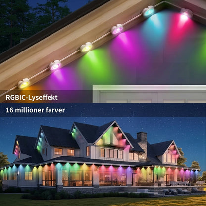 Smart RGB-lyskæde til udendørs brug med appstyring