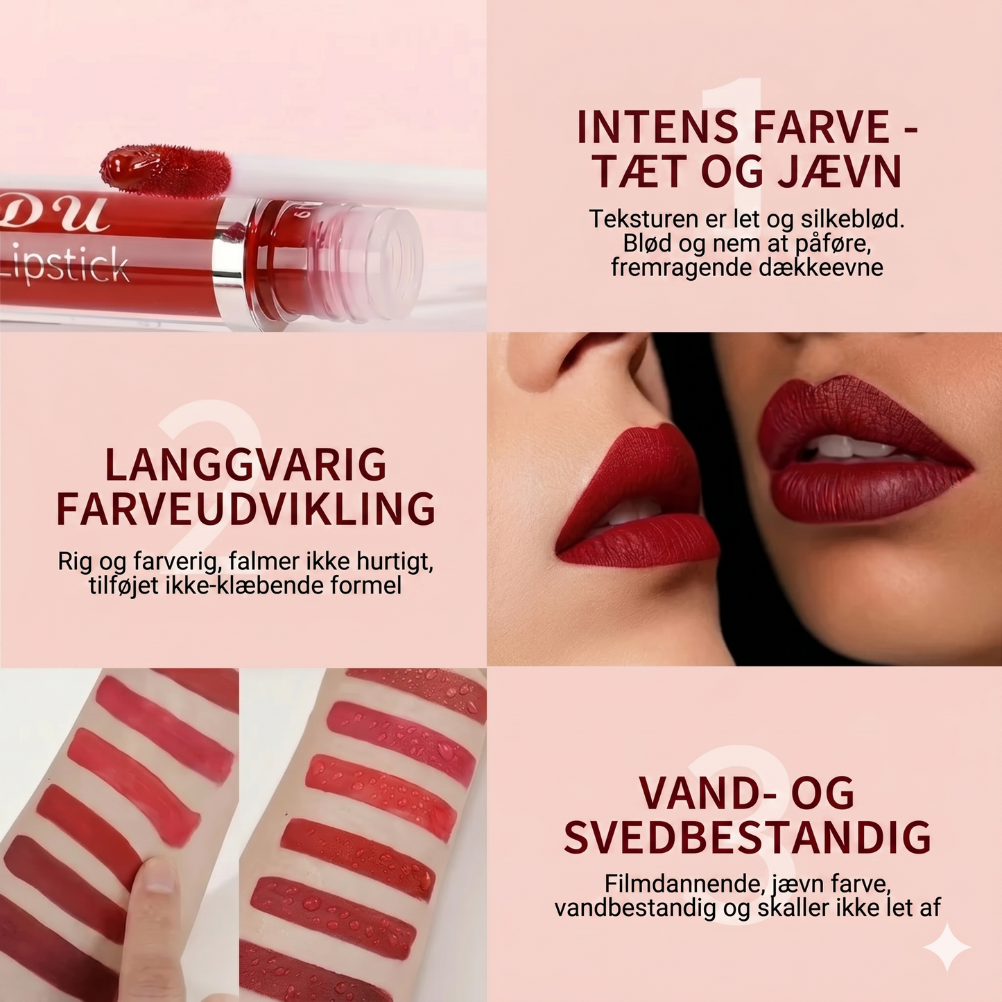 10 stk. mat, vandtæt og langtidsholdbar lipgloss