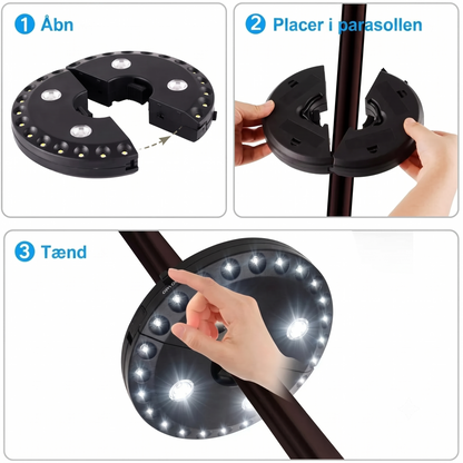 LUMINA parasollampe med 28 LED-lys