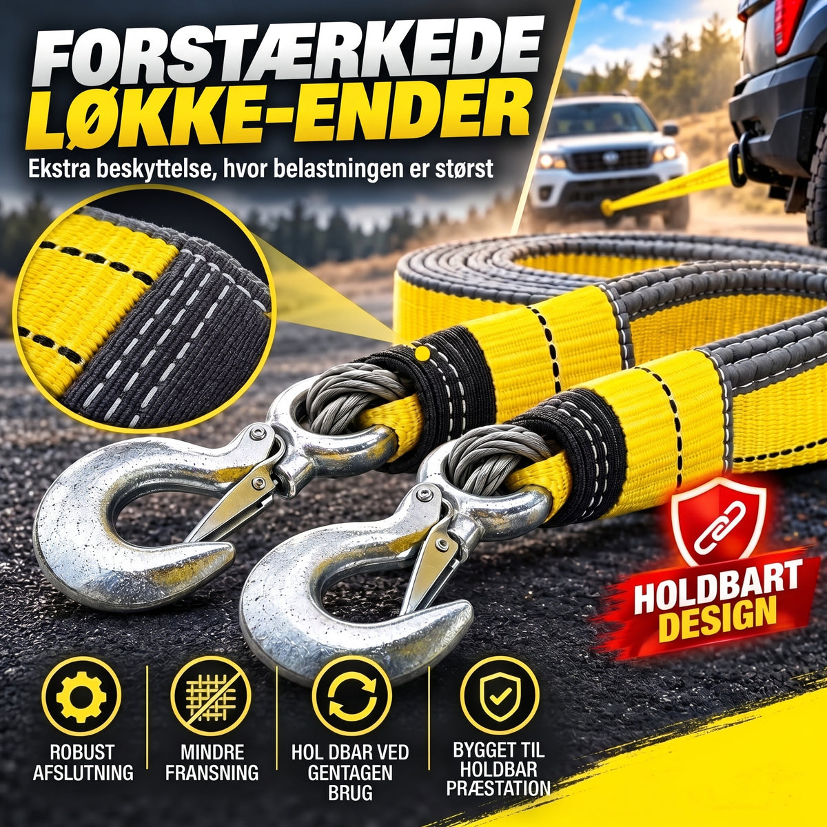 Trækrem 8 ton 4 meter med U-formede sjækelkroge
