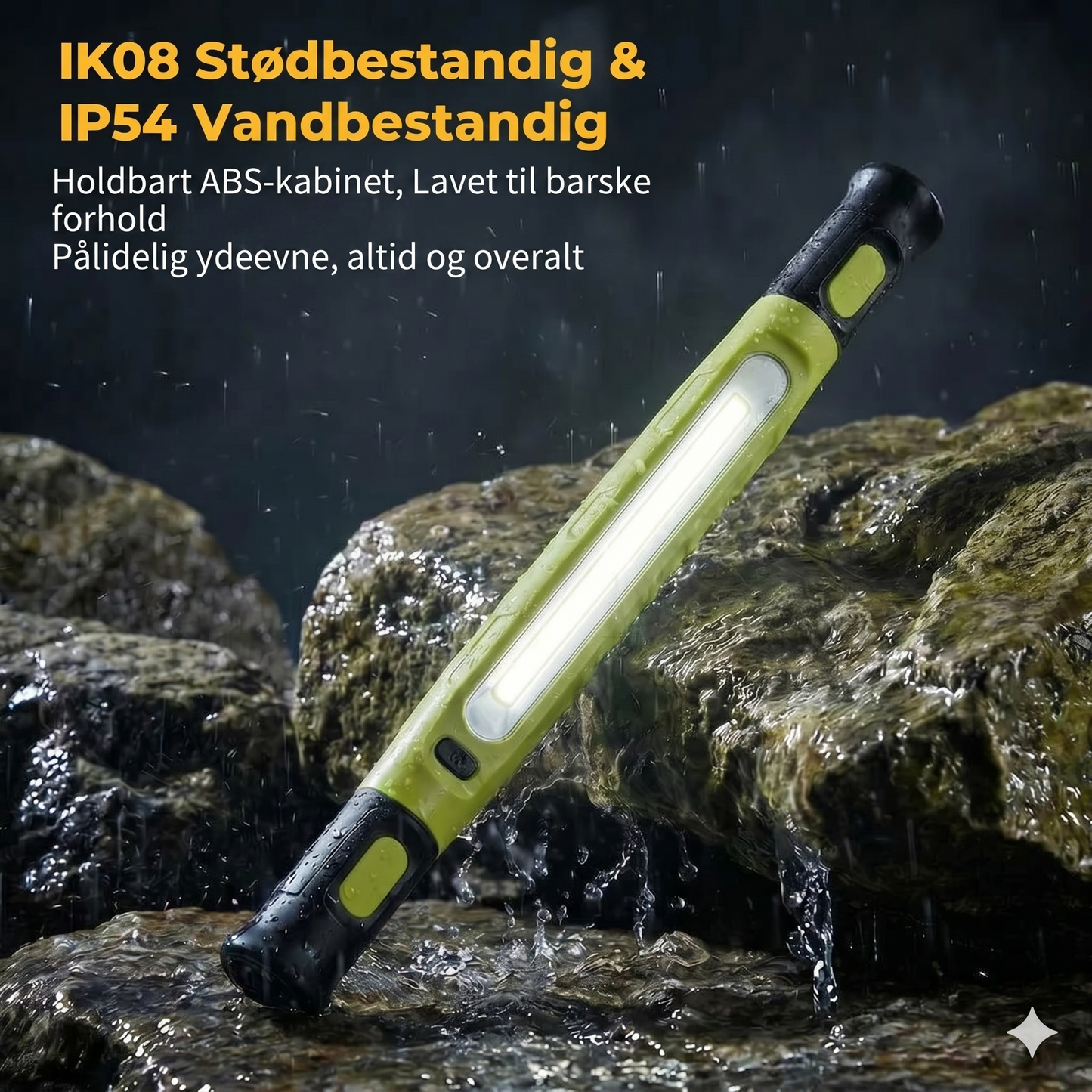 Genopladelig arbejdslysstang – 3000LM, IPX4 vandtæt & 360° krog!