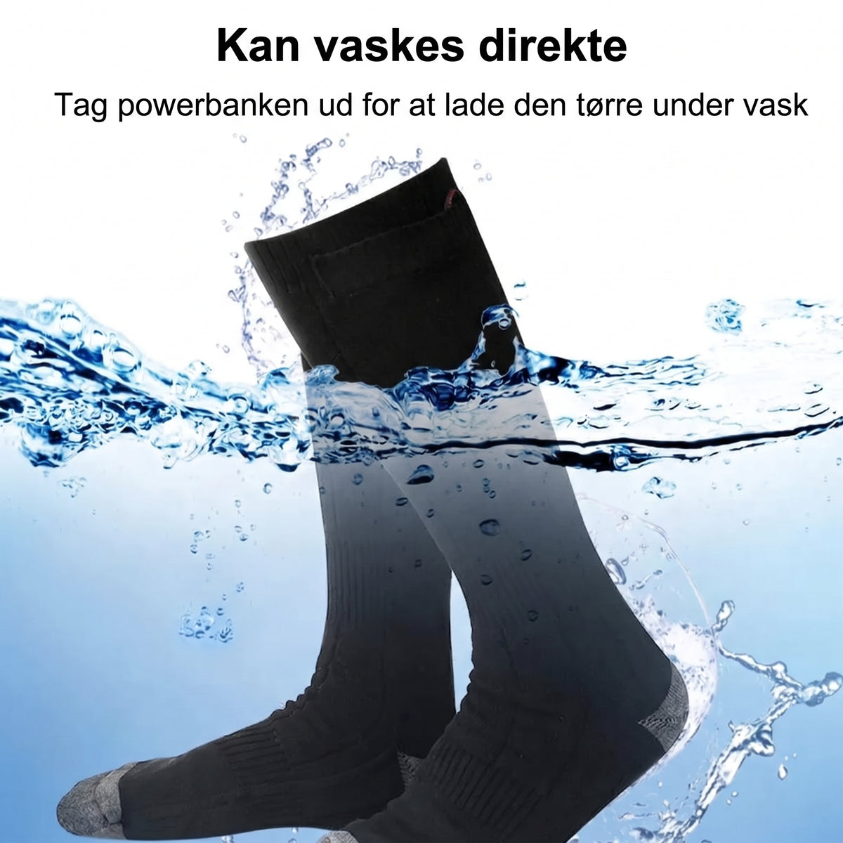 Vandafvisende elektrisk opvarmede vintersokker