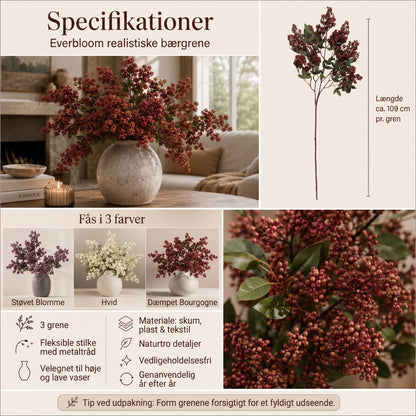 Everbloom naturtro bærgrene til efterårsdekoration sæt med 3 stk.