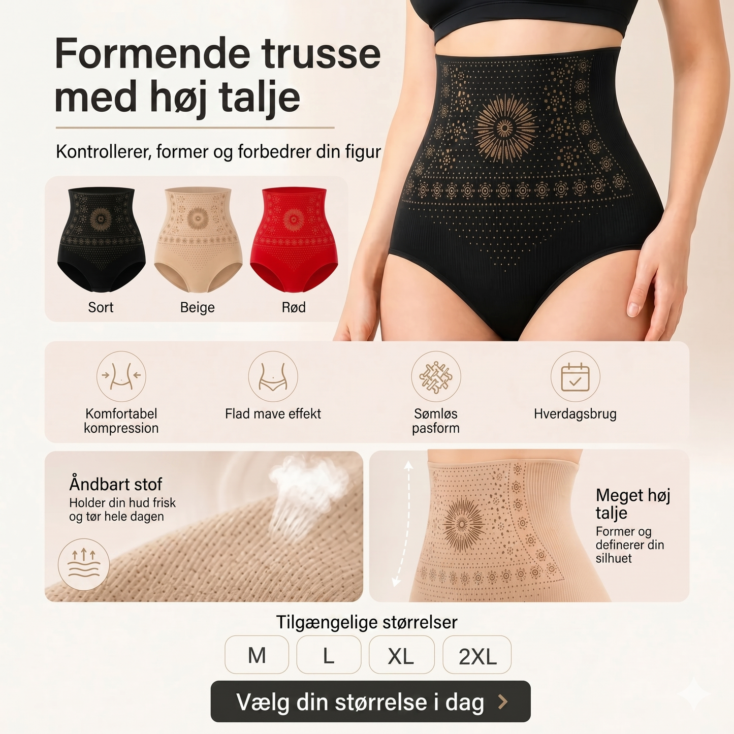 Formgivende shorts med høj talje