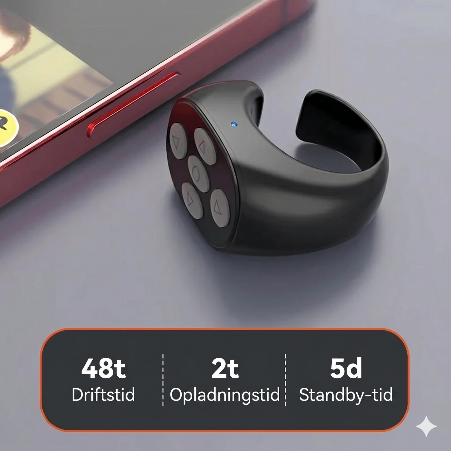 Trådløs fjernbetjening med fingertipbetjening