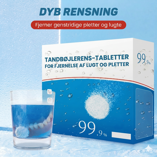 Rensetabletter til tandbøjler mod lugt og pletter (10 stk. pr. sæt)
