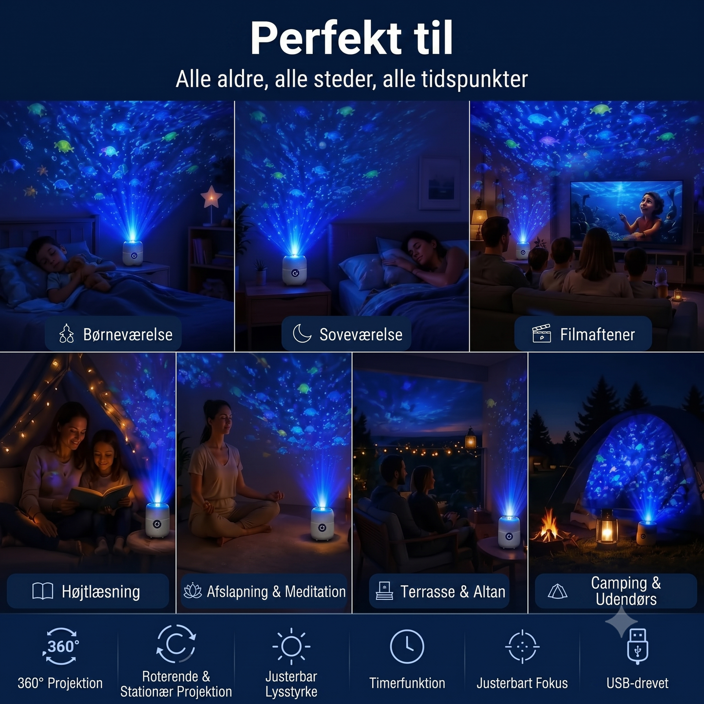 OceanWave oceanprojektor med roterende LED-belysning