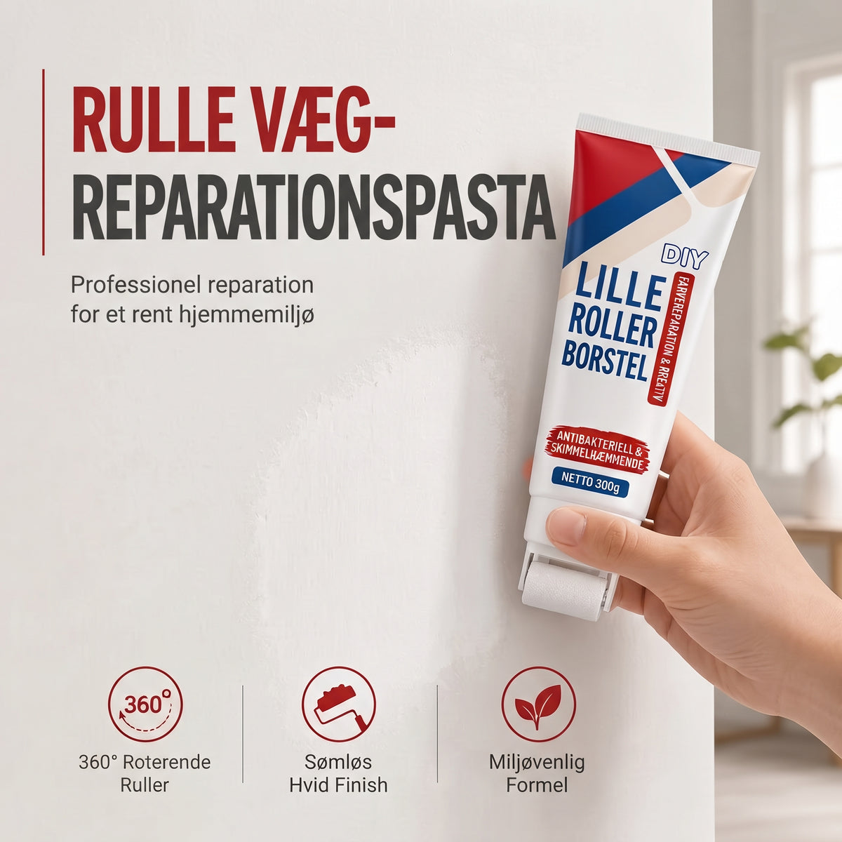 Vandtæt vægreparationspasta med rulle