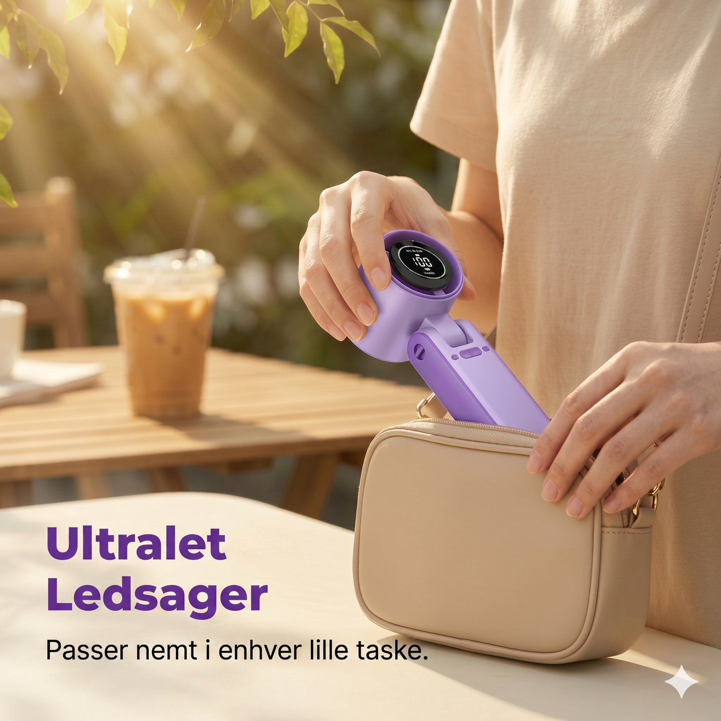 Bærbar håndventilator med digitalt LED-display