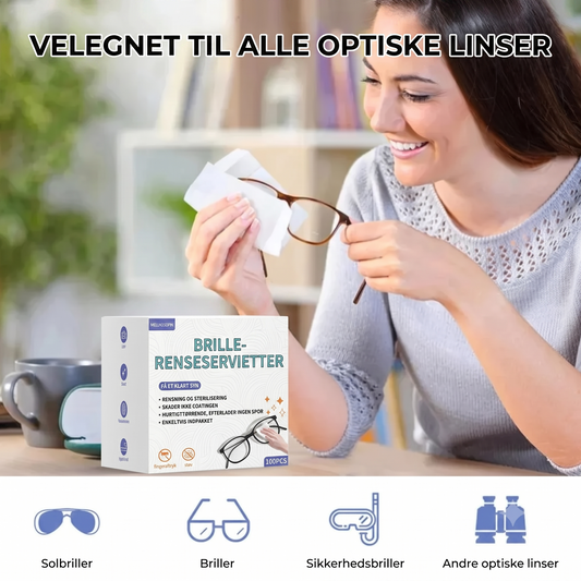 Antidug-renseservietter til briller (100 stk.)