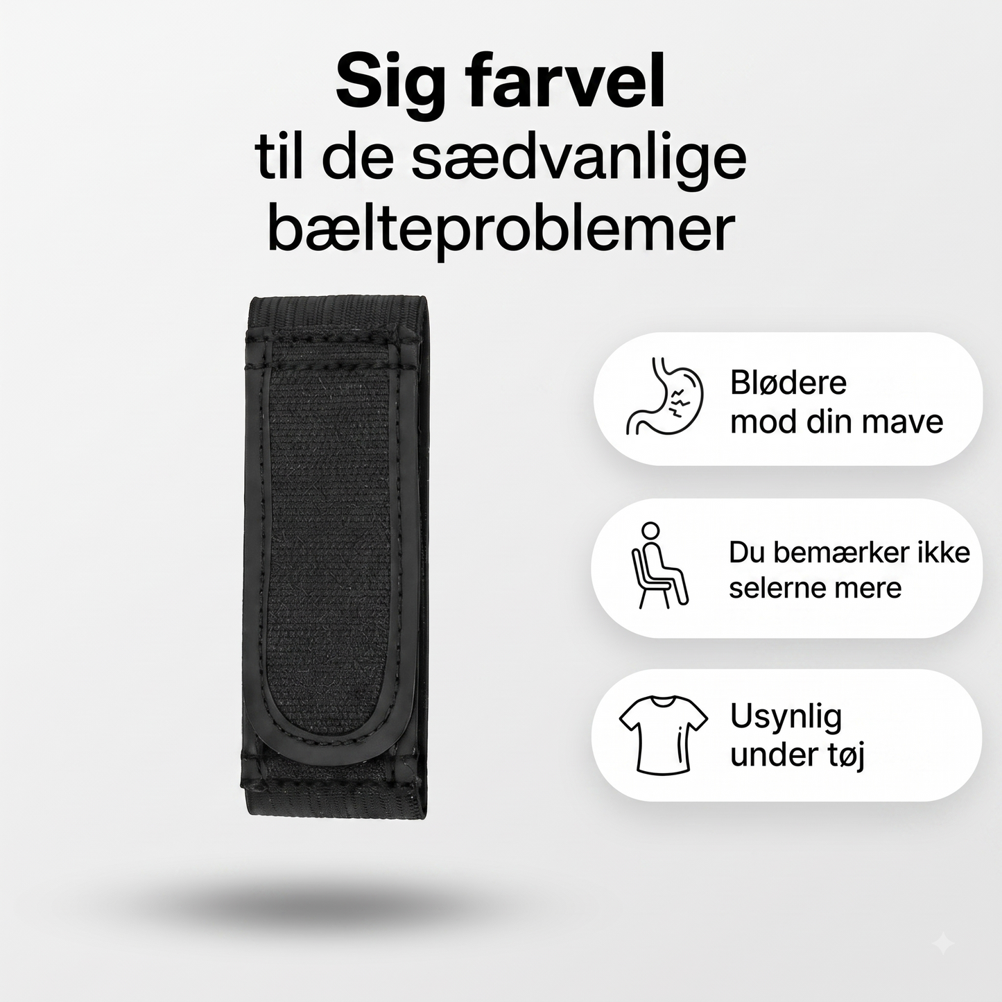 Elastisk Strapp-buksebælte uden spænde, sæt med 2