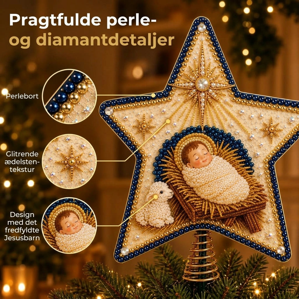 Religiøst DIY-juletræstjernekit med perler og diamanter