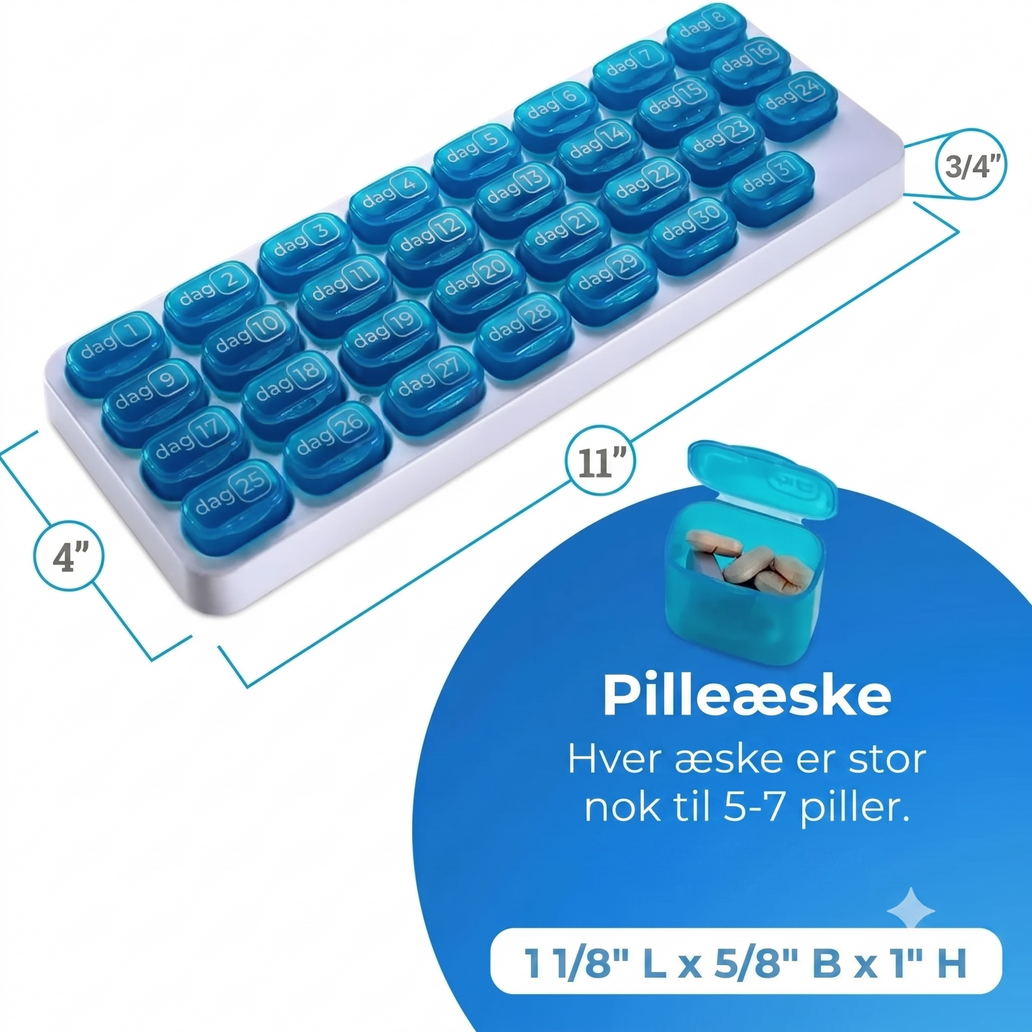 Pilleæske til 31 dage
