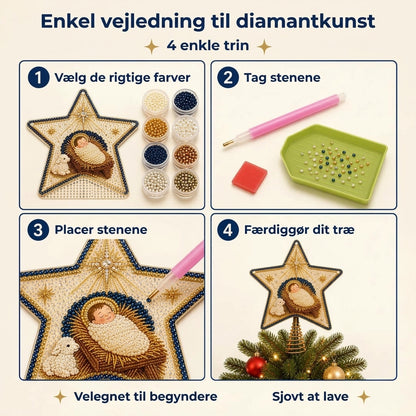 Religiøst DIY-juletræstjernekit med perler og diamanter