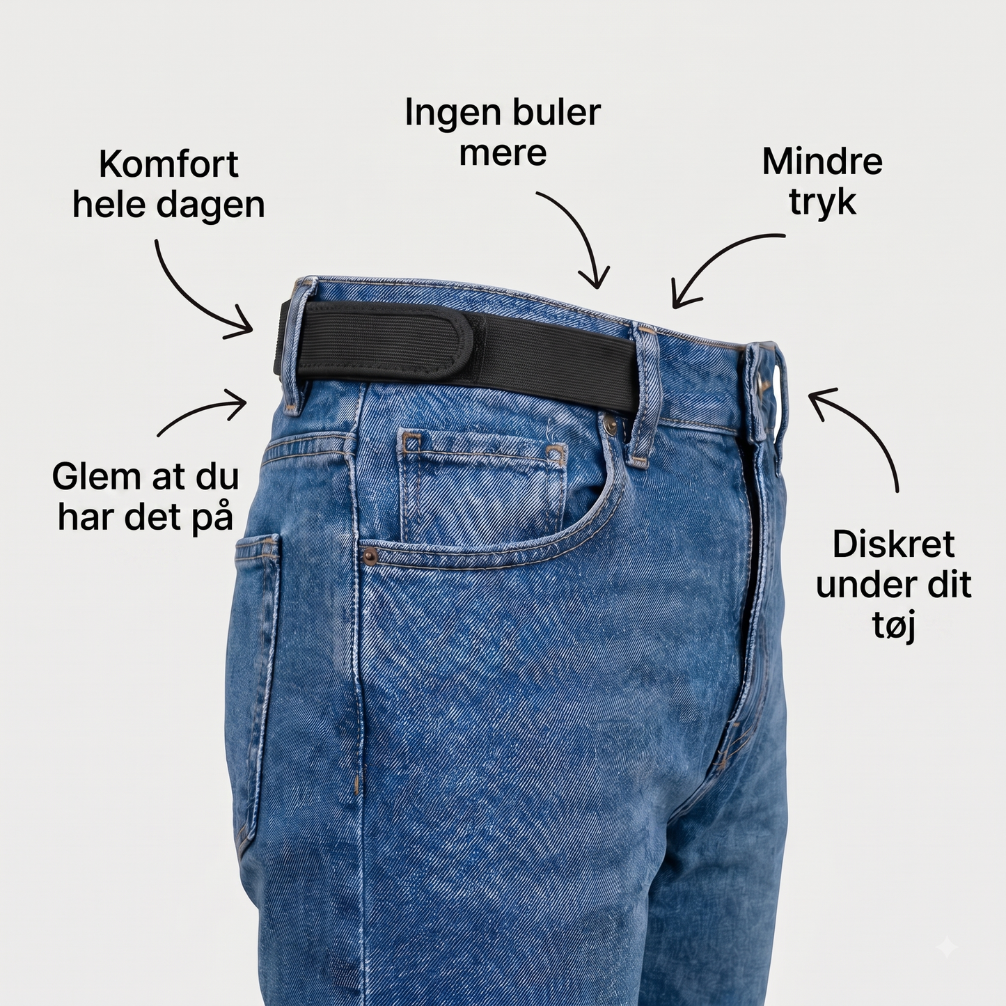 Elastisk Strapp-buksebælte uden spænde, sæt med 2