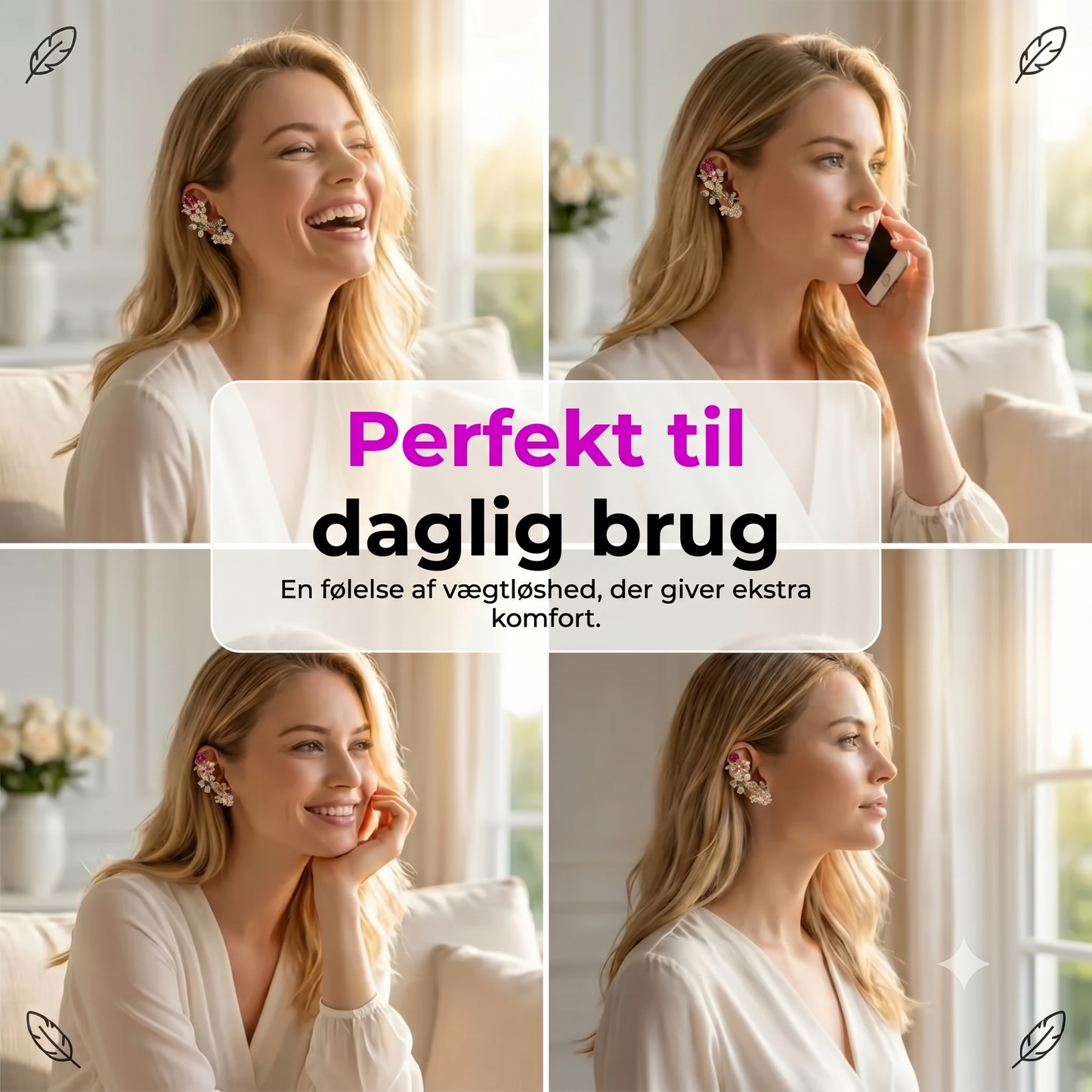 Sæt med 2 blomsterøreringe