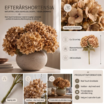 Everbloom Real Touch kunstige hortensiaer i efterårsfarver