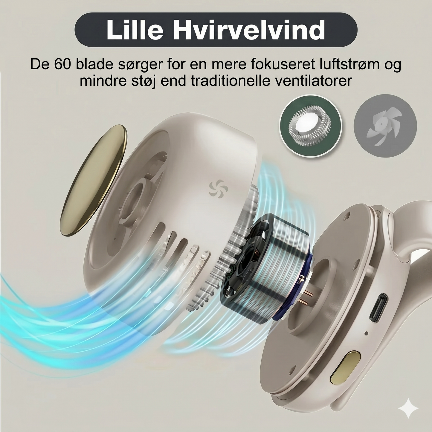 Bærbar miniventilator
