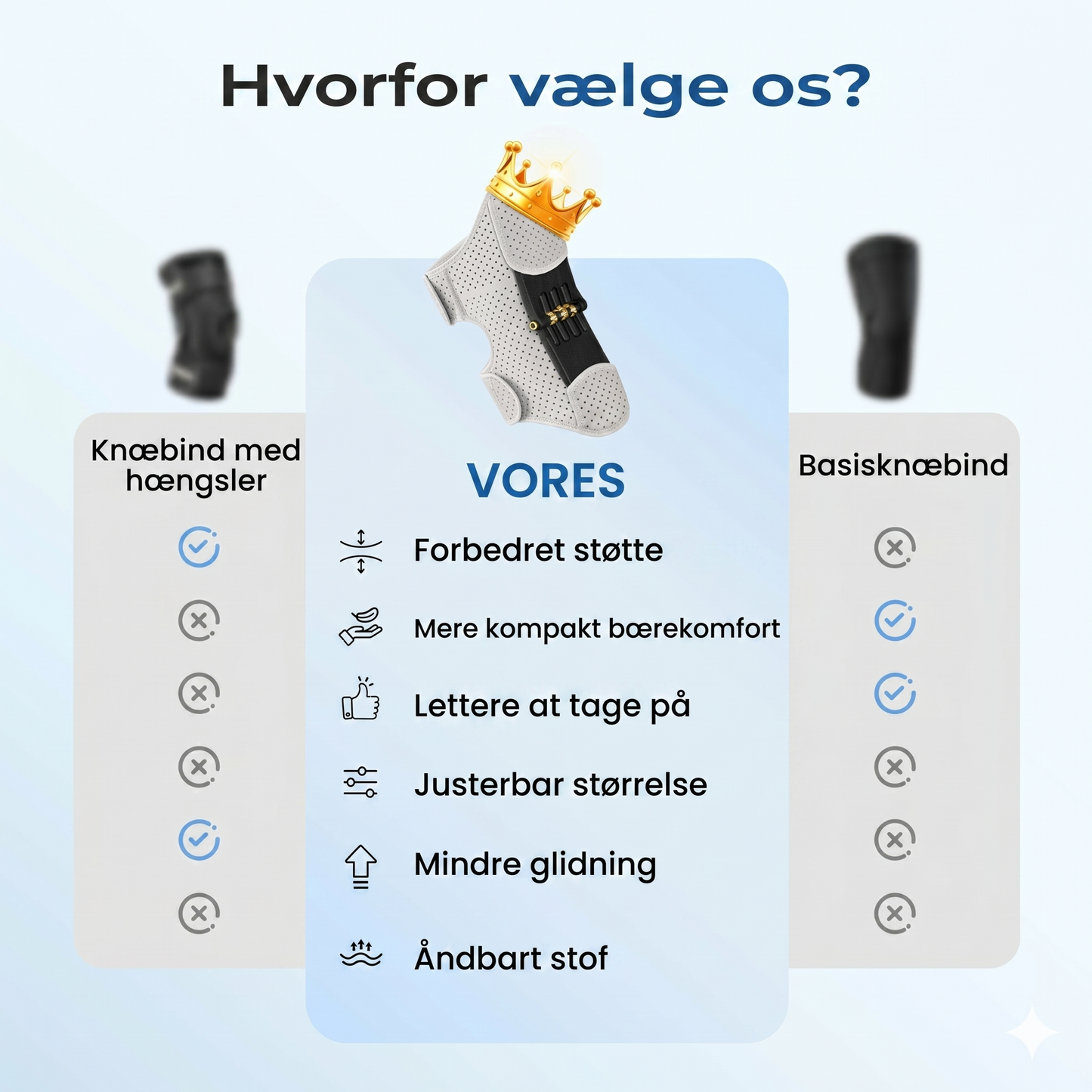 Justerbar knæstøtte til sport